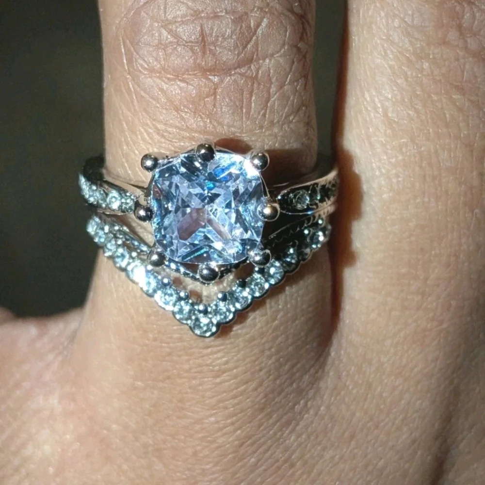 Elegant diamond bridal ring set sz 6